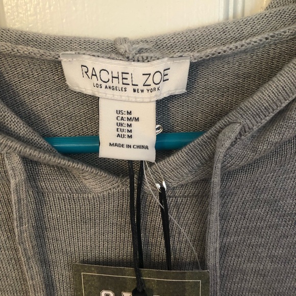 Rachel Zoe Hooded Long Sleeve Sweater Sunday Funday Graphic Cashmere Blend M - Picture 2 of 5